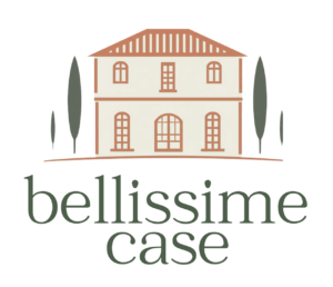 Illustration of an Italian house with the brand name of 'bellissime case'