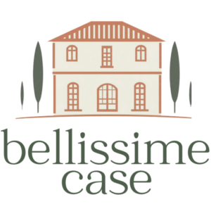 Illustration of an Italian house with the brand name of 'bellissime case'