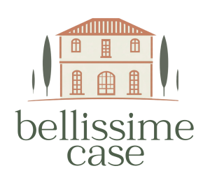 Illustration of an Italian house with the brand name of 'bellissime case'